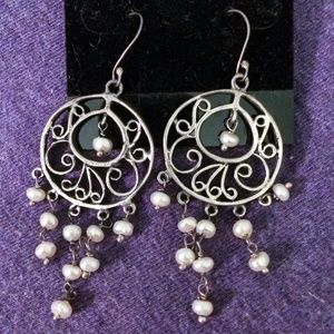Sterling Silver Drop Earrings w Fresh Water Pearls
